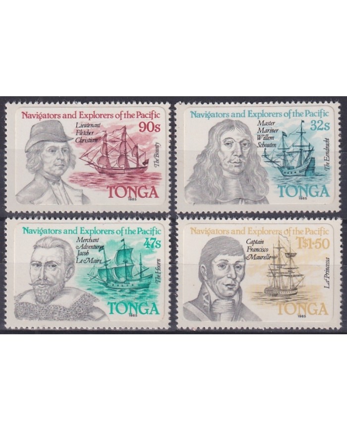 F-EX44777 TONGA MNH 1985 DISCOVERY SHIP LEMAIRE MAURELLE  SCOUTEN FLETCHER CHRISTIAN.