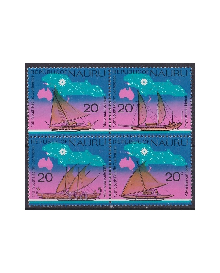 F-EX44779 NAURU MNH 1975 15th SOUTH PACIFIC CONFERENCE TRADITIONAL SHIP BARCOS.