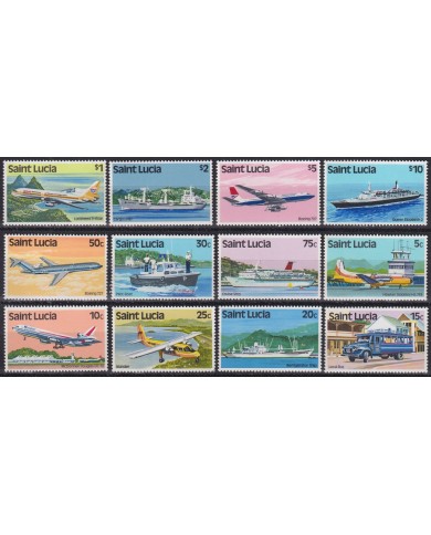 F-EX43875 ST LUCIA MNH 1980 TRANSPORTS AIRCRAFT AIRPLANE AVION SHIP.