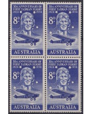 F-EX44839 AUSTRALIA MNH 1958 30Th ANNIV TASMANIA FLIGHT BLOCK 4 AVION AIRPLANE.