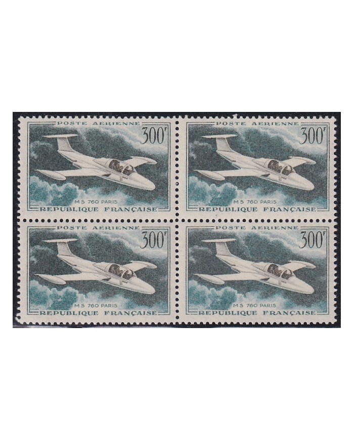 F-EX43823 FRANCE MNH 1959 AIRPLANE MORANE SAULNIER AVION BLOCK 4.