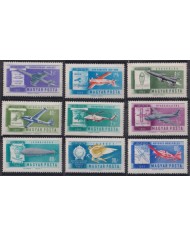F-EX44613 HUNGARY MNH 1962 AVION AIRPLANE TRANSPORT DESING HELICOPTER ZEPPELIN.