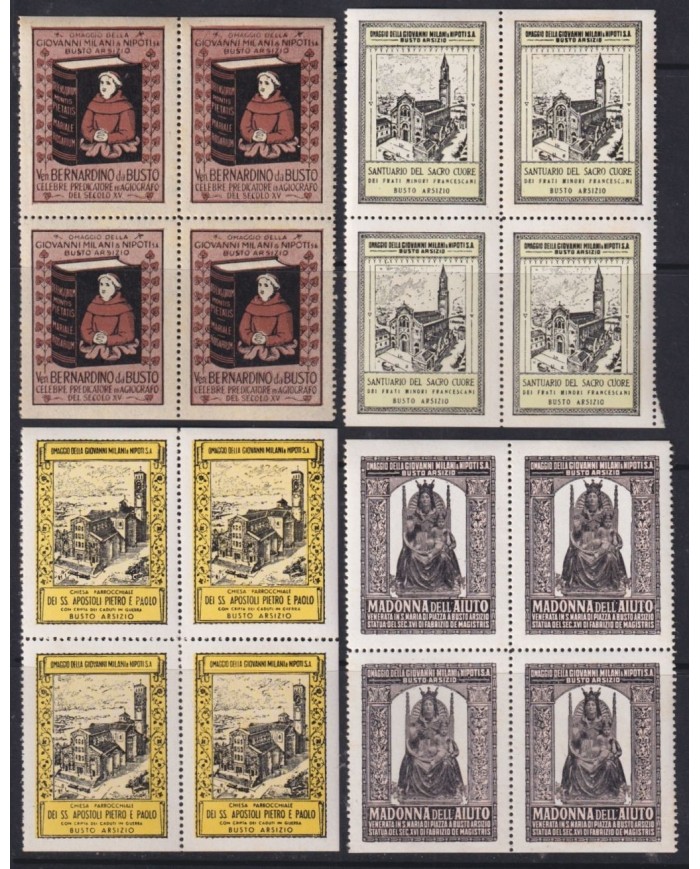 F-EX16695 ITALY ITALIA CINDERELLA CIRCA 1940 BUSTO ARSIZIO GIOVANNI MILANI & NIPOTI HISTORICAL ORIGINAL GUM BLOCK 4.