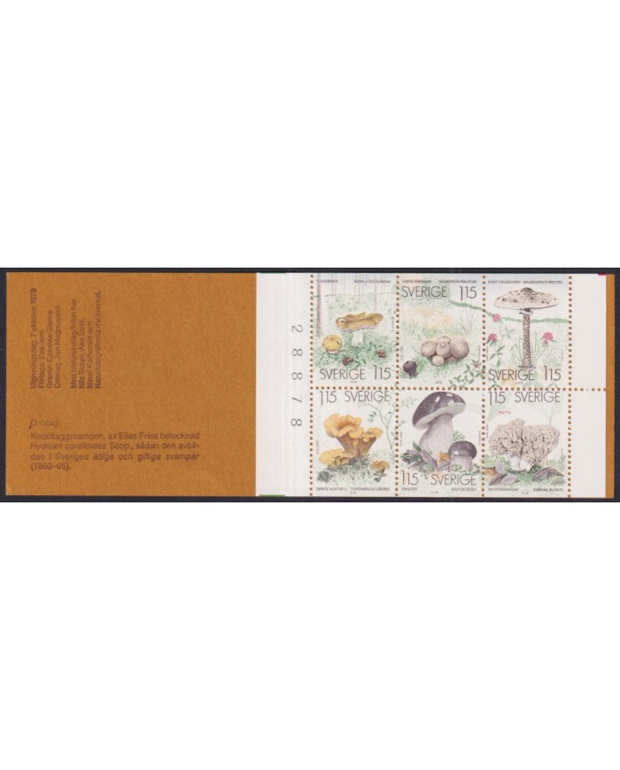 F-EX44734 SWEDEN MNH 1978 BOOKLED SVAMPAR MUSHROOMS FLOWER FLORES.
