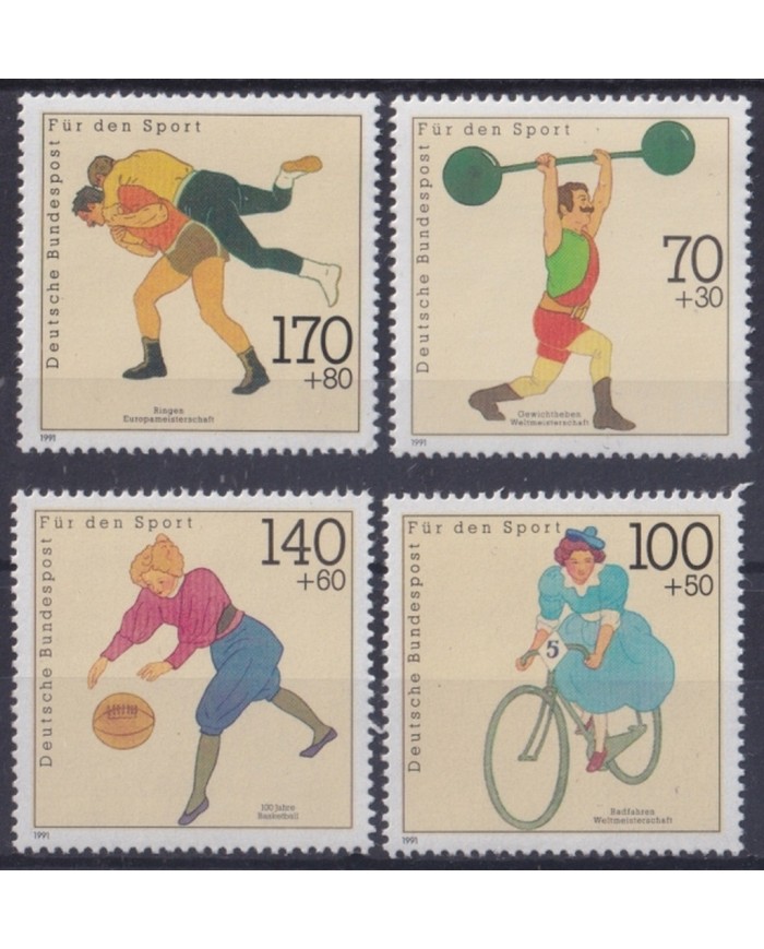 F-EX44678 GERMANY MNH 1991 SPORT PROMOTION CYCLING FIGHTING.