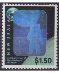 F-EX44147 NEW ZEALAND MNH 1994 HOLOGRAMS SPACE COSMOS LANDING ON THE MOON.