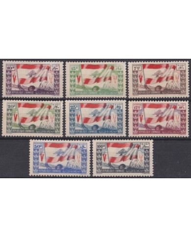 F-EX44870 LEBANON LIBANO NO GUM 1946 VICTORY & FLAG.