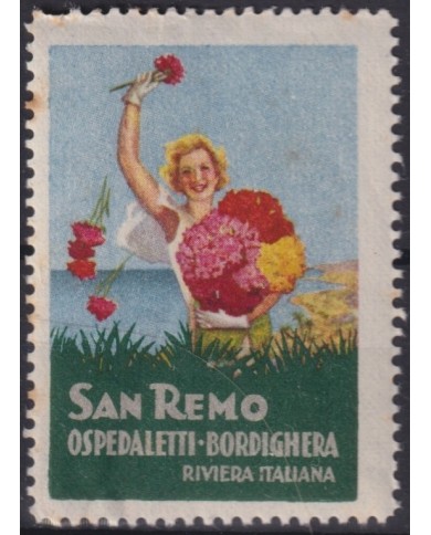 F-EX16724 ITALY ITALIA CINDERELLA CIRCA 1940 SAN REMO FLOWERS ORIGINAL GUM