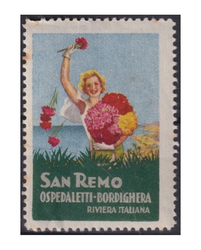 F-EX16724 ITALY ITALIA CINDERELLA CIRCA 1940 SAN REMO FLOWERS ORIGINAL GUM