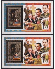 F-EX44868 COMOROS MNH 1990 CHARLES DE GAULLE EMBOSSED PERF + IMPERF SHEET.