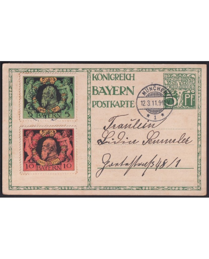 F-EX41286 GERMANY BAYERN 1911 ILUSTRATED POSTAL STATIONERY.