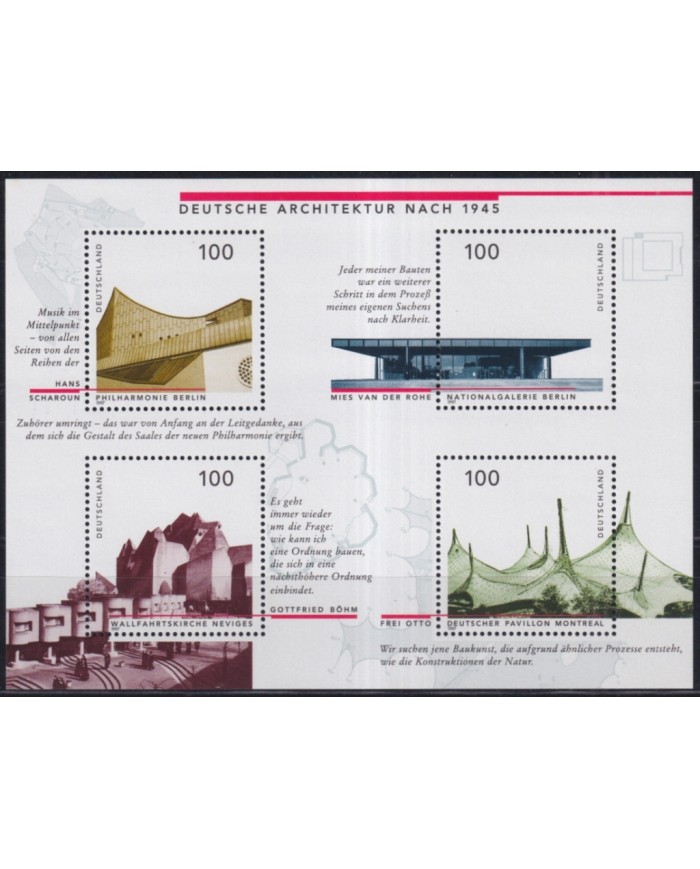 F-EX43858 GERMANY MNH 1997 ARCHITECTURE FROM 1945 PHILARMONIC PAVILION.