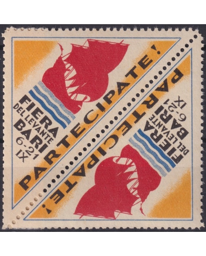 F-EX16729 ITALY ITALIA CINDERELLA 1930 LEVANT BARI FAIR SHIP PAIR ORIGINAL GUM