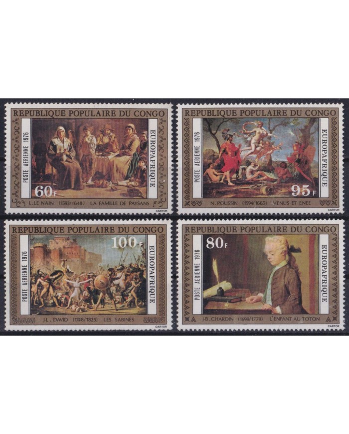 F-EX44153 CONGO MNH 1973 ART PAINTING DAVID CHARDIN POUSSIN LE NAIN.