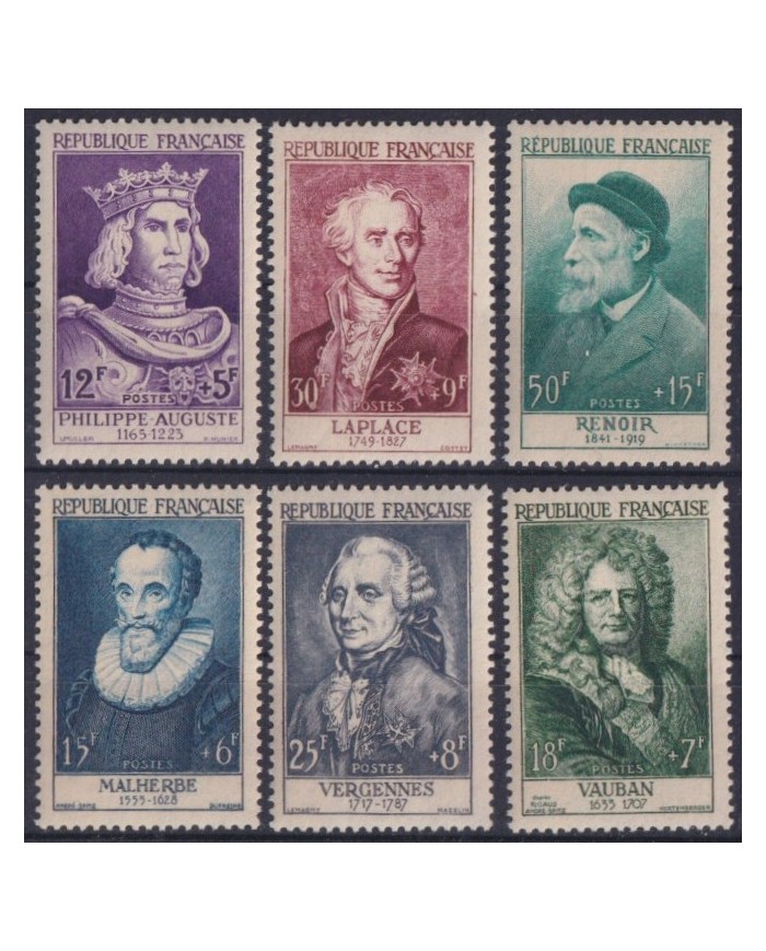 F-EX40282 FRANCE MNH 1955 PERSONALITY 190€ PHILIPPE AUGUSTE RENOIR VAUBAN MALHERBE