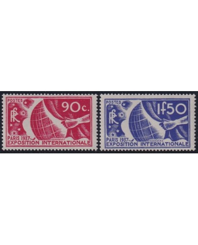 F-EX43567 FRANCE MNH 1937 3fr PARIS WORLD EXPO Yv.326-27. 108€.