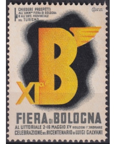 F-EX16734 ITALY ITALIA CINDERELLA 1936 FAIR BOLOGNA LUIGI GALVANI NO GUM