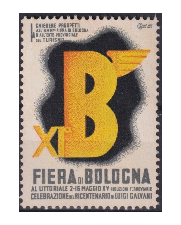 F-EX16734 ITALY ITALIA CINDERELLA 1936 FAIR BOLOGNA LUIGI GALVANI NO GUM