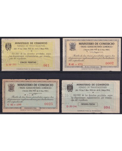 F-EX40646 ESPAÑA SPAIN 1953-59 POLIZAS REVENUE FONDO DE TRAMITACIONES STAMPS LOT.