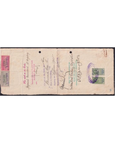 F-EX41412 INDIA FOREING BILL WITH REVENUE STAMPS ENGLAND, INDIA & GERMANY.