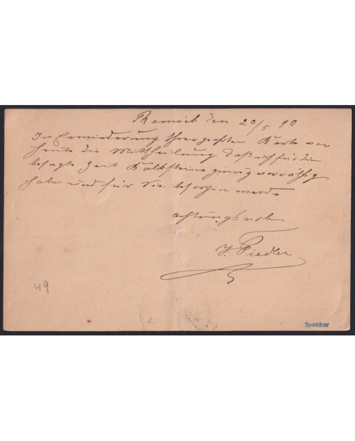 Z152 LUXEMBURG 1890 POSTAL STATIONERY REMICH TO TRIER.