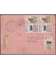 Z164 NIGER 1977 REGISTERED COVER BIRD OSTRICH & LION TO PARIS FRANCE.