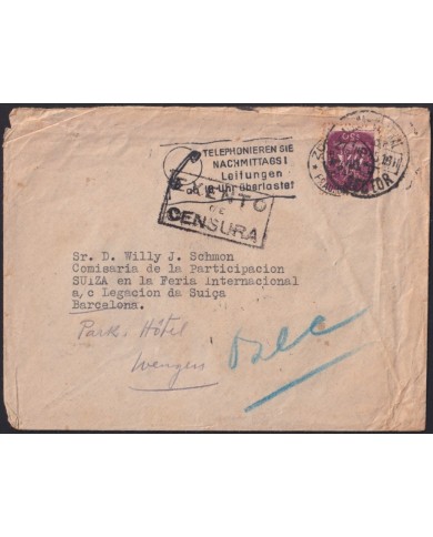 Z167 PORTUGAL 1945 WWII CENSORSHIP TO SPAIN “EXENTO DE CENSUTA” TELEPHON