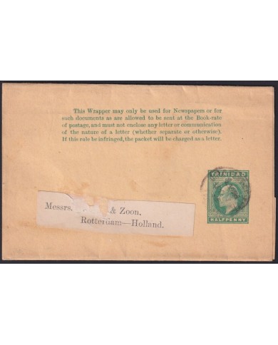 Z177 TRINIDAD NEWSPAPER POSTAL STATIONERY COVER TO NEDERLAND.