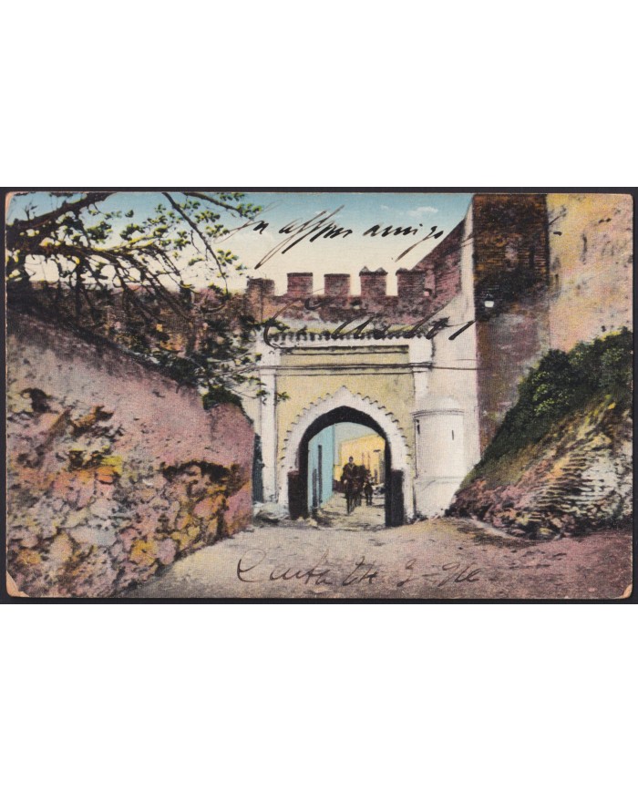 Z188 CEUTA ESPAÑA SPAIN POSTCARD TO SAN FELIU DE LLOBREGAT. TETUAN HOURS DOORS.