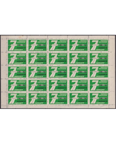 F-EX29117 FRANCE CINDERELLA AUVEGNE AUTOMOVIL AUTO RACE SHEET ORIGINAL GUM.