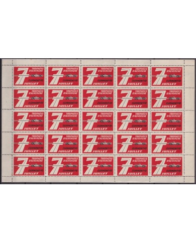 F-EX29117 FRANCE CINDERELLA AUVEGNE AUTOMOVIL AUTO RACE SHEET ORIGINAL GUM.