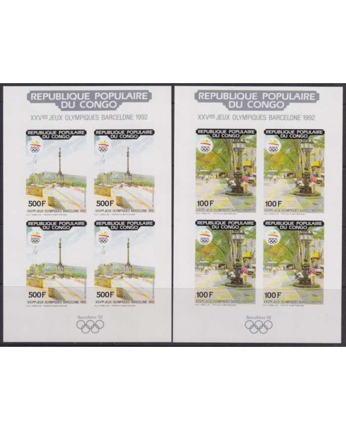 F-EX45090 CONGO MNH 1990 IMPERF OLYMPIC BARCELONA RAMBLA SHIP LIMITED EDITION.