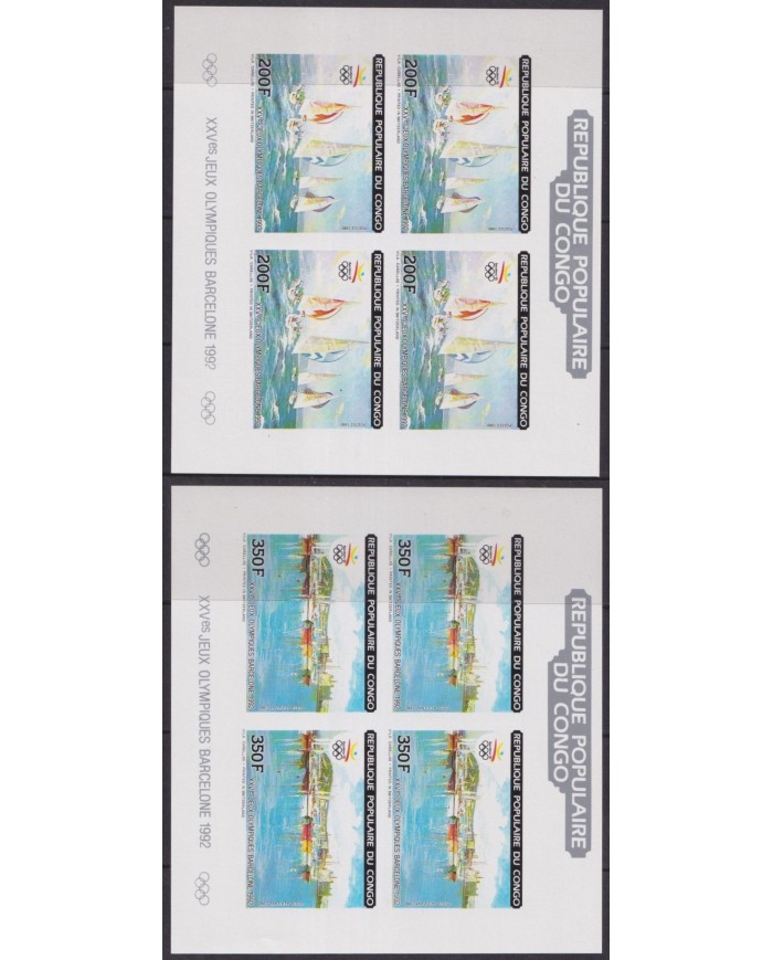 F-EX45090 CONGO MNH 1990 IMPERF OLYMPIC BARCELONA RAMBLA SHIP LIMITED EDITION.