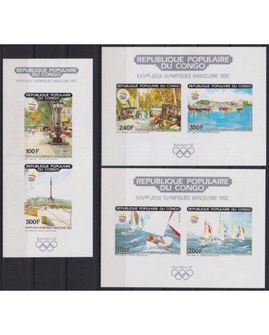 F-EX45092 CONGO MNH 1990 IMPERF OLYMPIC BARCELONA RAMBLA SHIP LIMITED EDITION.