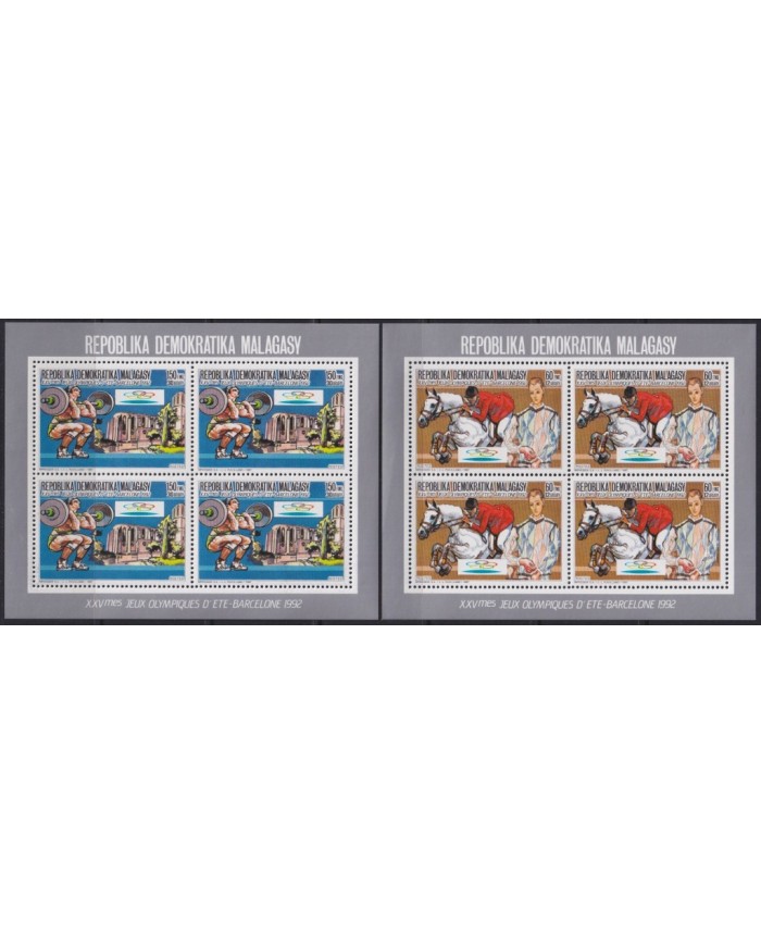 F-EX45501 MADAGASCAR MNH 1987 PERF SHEET ONLY 500 BARCELONA OLYMPIC ATHLETISM.