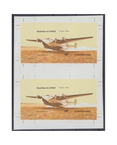 F-EX15592 CONGO MNH 1994 IMPERF SPECIAL SHEET PAIR, AVION AIRPLANE HIDROAVIONES