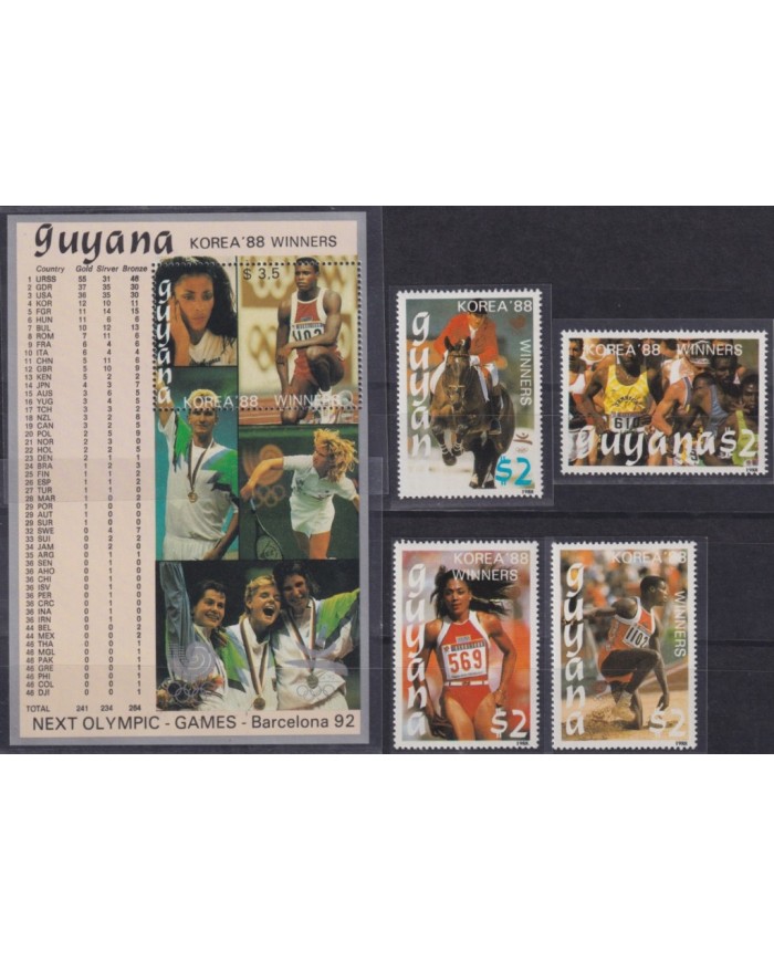F-EX45515 GUYANA MNH 1988 SEOUL OLYMPIC GAMES TO BARCELONA ATHLETISM.