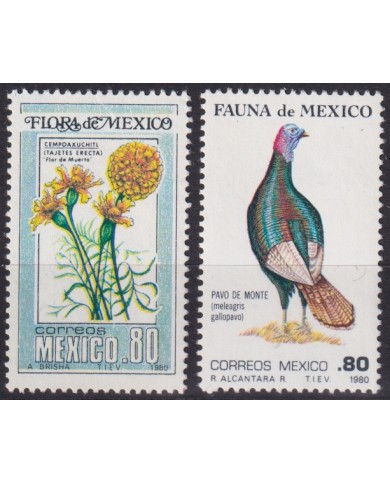 F-EX45268 MEXICO MNH 1980 FAUNA FLOWER BIRD AVES PAJAROS OISEAUX VÖGEL.