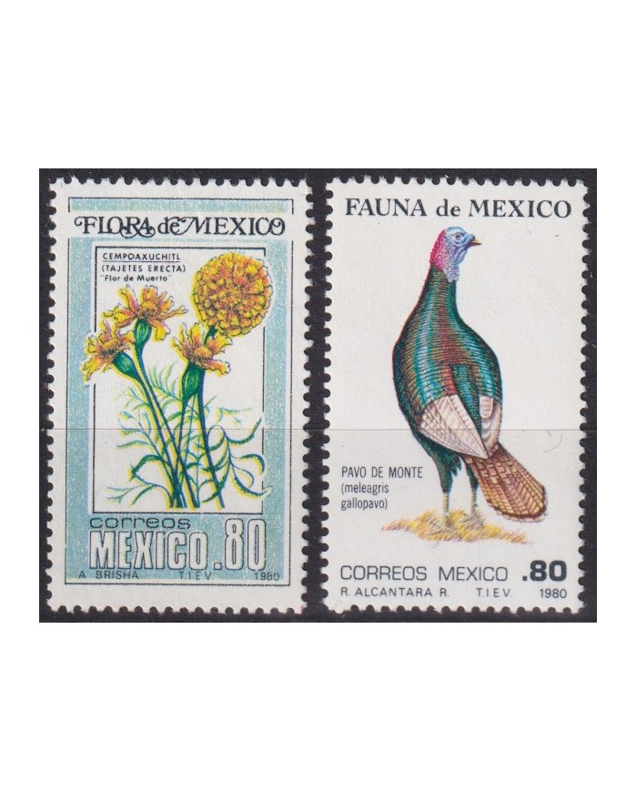 F-EX45268 MEXICO MNH 1980 FAUNA FLOWER BIRD AVES PAJAROS OISEAUX VÖGEL.