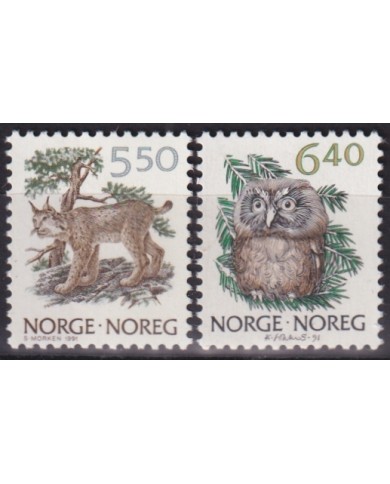 F-EX45253 NORWAY NORGE MNH 1991 BIRD PAJAROS AVES OISEAUX VÖGEL OWL LYNX.