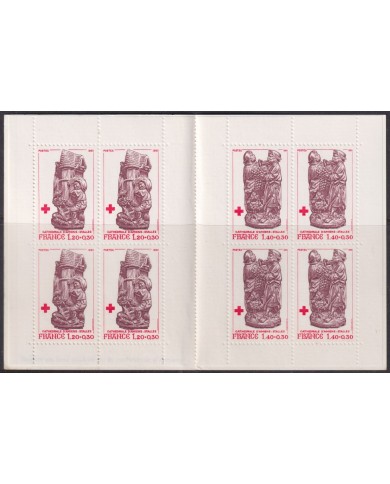 F-EX43960 FRANCE MNH 1980 BOOKLED RED CROSS CATHEDRAL OF AMIENS SCULTURE