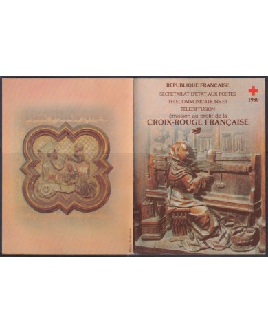 F-EX43960 FRANCE MNH 1980 BOOKLED RED CROSS CATHEDRAL OF AMIENS SCULTURE