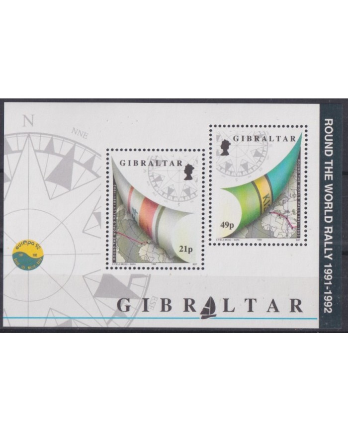 F-EX43370 GIBRALTAR MNH 1992 ROUND THE WORLD RALLY.