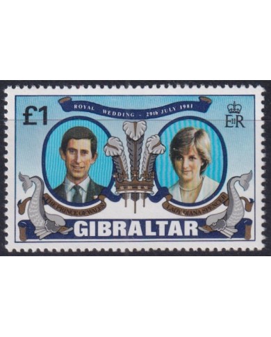 F-EX44252 GIBRALTAR MNH 1981 ROYAL WEDDING LADY DIANA £1.