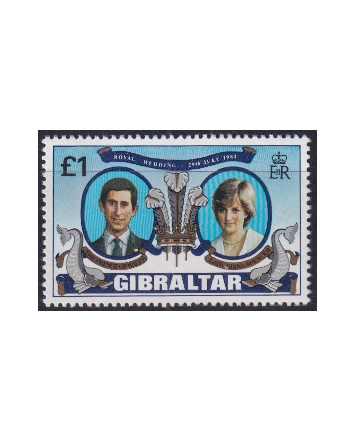 F-EX44252 GIBRALTAR MNH 1981 ROYAL WEDDING LADY DIANA £1.