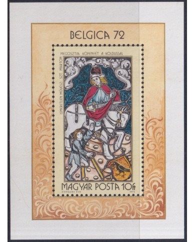 F-EX44317 HUNGARY MNH 1972 PHILATELIC EXPO BELGIUM MEDIEVAL ART STAINED GLASS