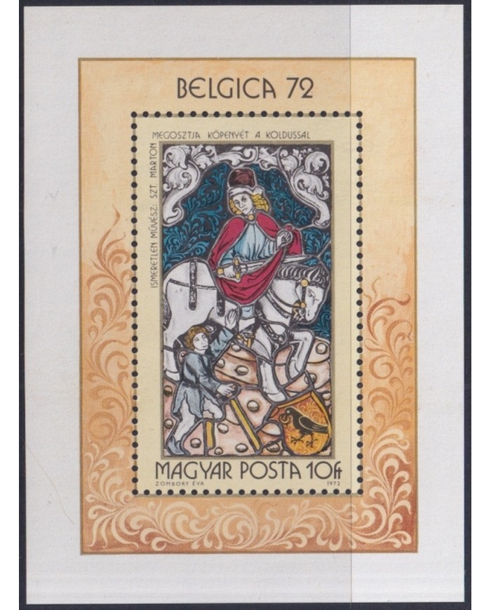 F-EX44317 HUNGARY MNH 1972 PHILATELIC EXPO BELGIUM MEDIEVAL ART STAINED GLASS