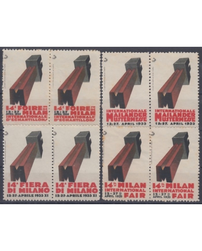 F-EX15519 ITALY PAIR OF CINDERELLA 1933 FAIR OF MILAN, MILANO PAIR. DIFFERENTS L