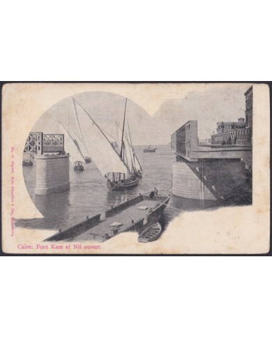 F-EX45334 EGYPT 1910? POSTCARD EL CAIRO BRIDGE KASR ON NILO RIVER- SPAIN.