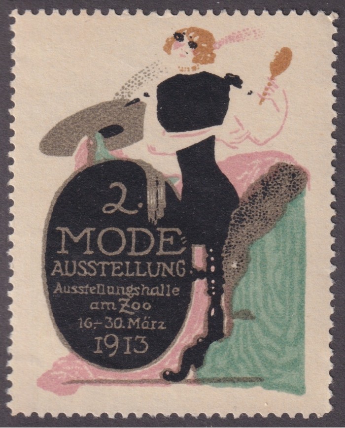 F-EX17228 GERMANY ALEMANIA CINDERELLA 1913 40x50mm MODE ART NOVEAU COSTUMES, NO GUM.